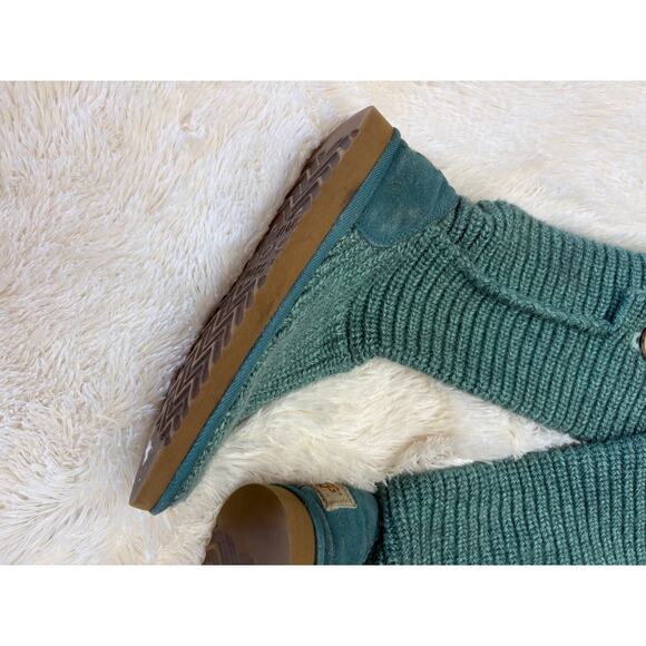 UGG Classic Cardy tall knit boots in a turquoise teal blue-green size 9 - Picture 6 of 10